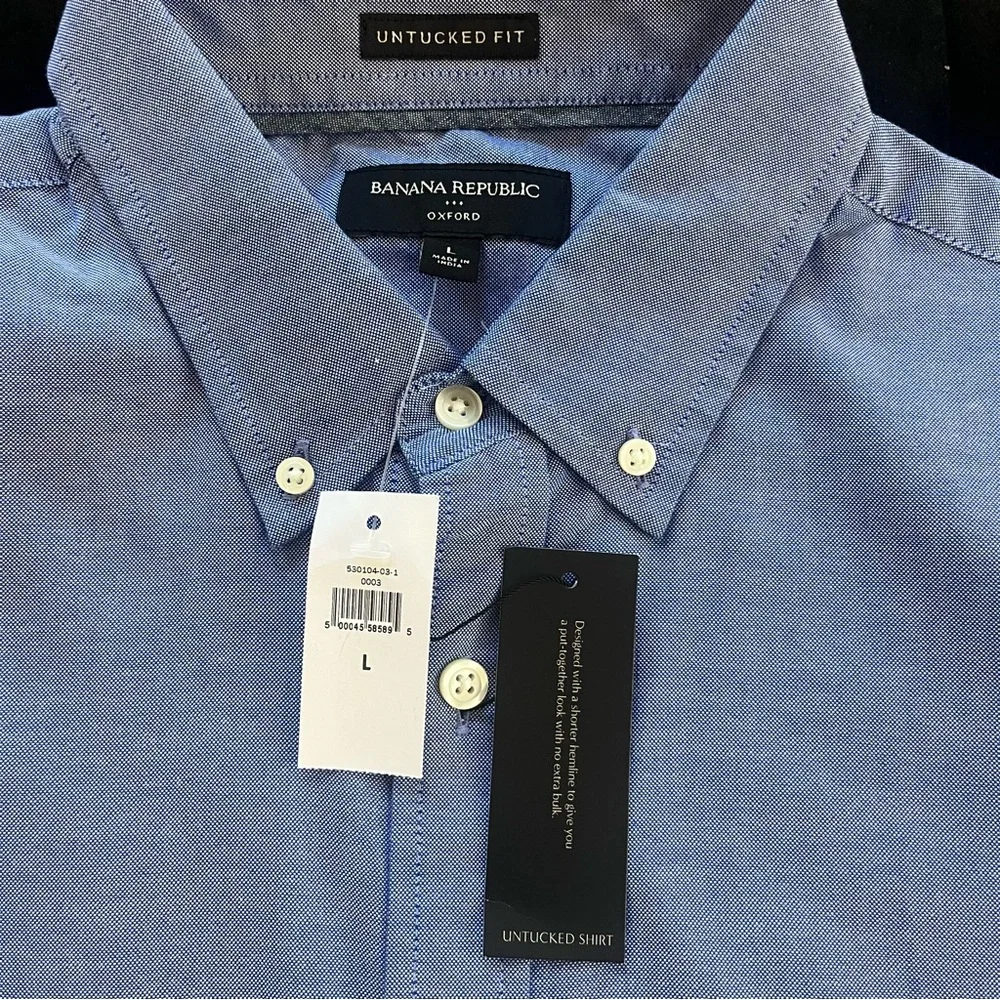 Banana Republic Light Blue Casual Button-Down Shirt Size L - Picture 4 of 6